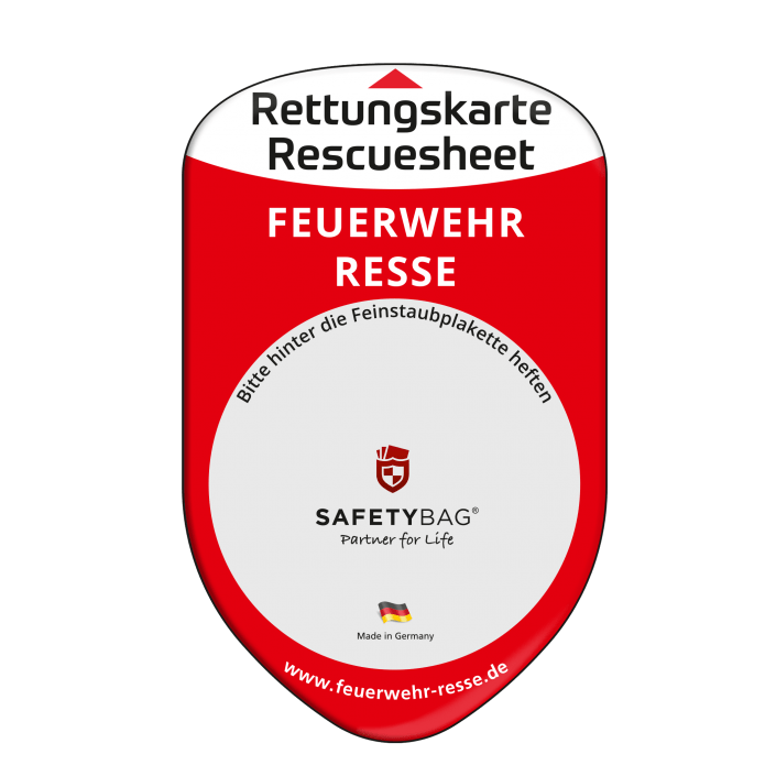 Werbung Referenzen DIE FEUERWEHR -Werbung – SAFETYBAG® – Die Rettungskarten Rettungsdatenblätter Halterung Hülle Tasche für jedes Auto – für Fuhrpark Mitarbeiter nachhaltiges Werbegeschenk Give-away