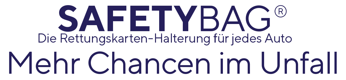 SAFETYBAG® – Die Rettungskarten-Halterung für jedes Auto – Mehr Chancen im Unfall –Startseite Hero - Rettungskartenhalterung – Rettungsdatenblatt-Halterung-Hülle-Tasche - Medicard Organspendeausweis Notfallpass Unfallratgeber – Zubehör Lieferumfang Safetybag – Hülle für und Rettungskarten