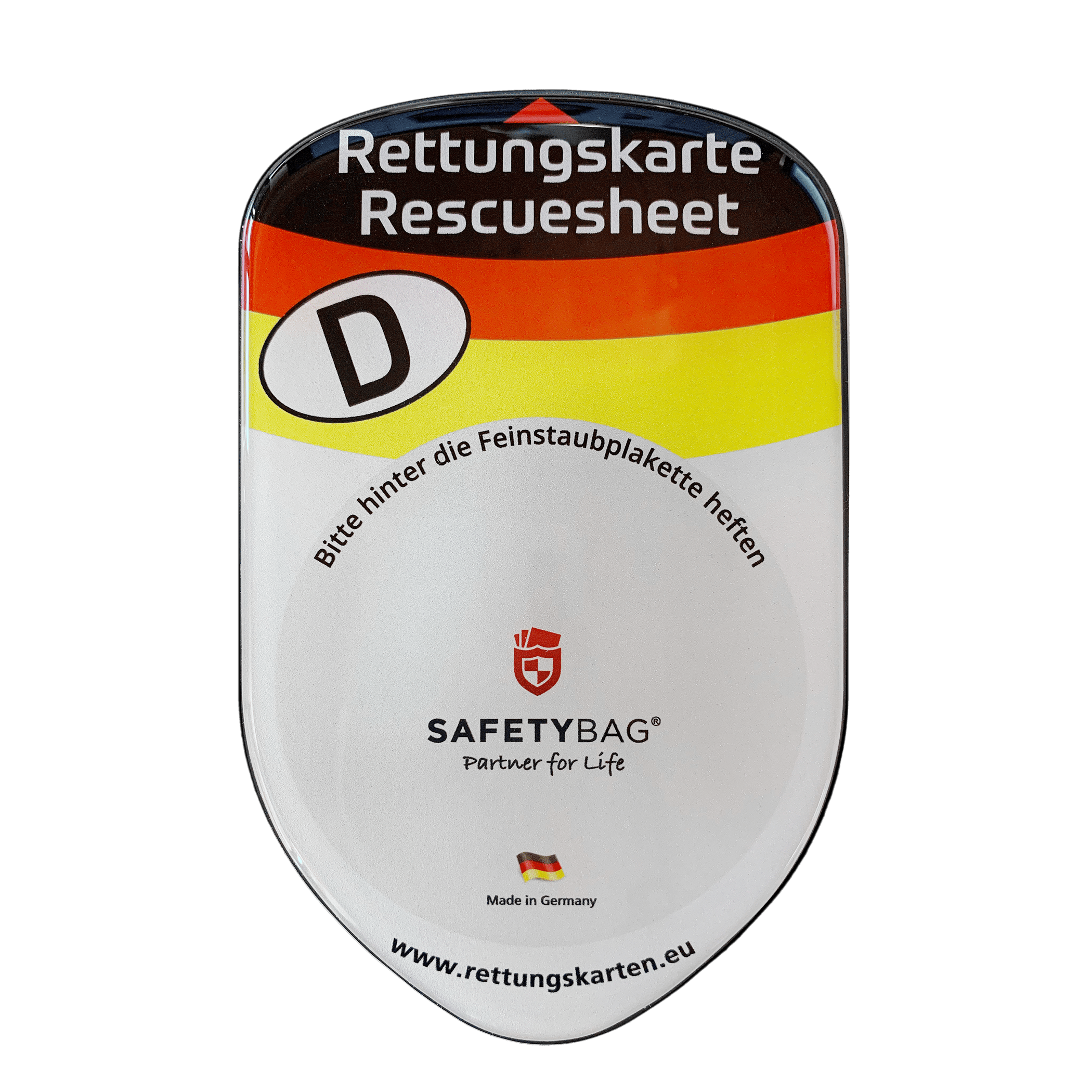 SafetyParker  Parkscheibe mit Gurtschneider - Rettungskartenhalterung Shop  - SAFETYBAG