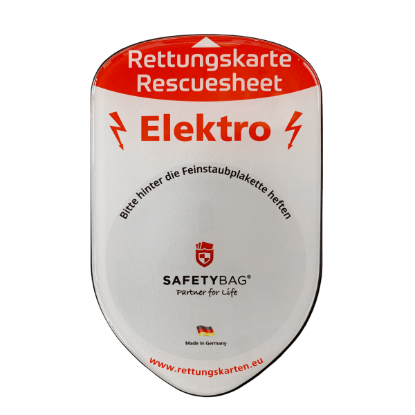 KFZ PKW Auto Car Rettungskarten Rescue Card Rettungsdatenblatt Halterung Tasche Huelle Safetybag F Front Elektro