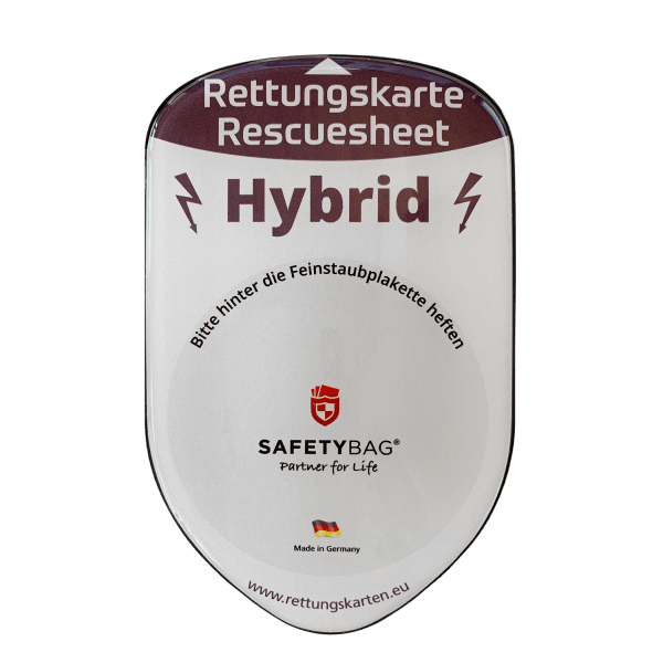 KFZ PKW Auto Car Rettungskarten Rescue Card Rettungsdatenblatt Halterung Tasche Huelle Safetybag F Front Hybrid