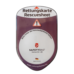 KFZ PKW Auto Car Rettungskarten Rescue Card Rettungsdatenblatt Halterung Tasche Huelle Safetybag F Front Standard Schwarz