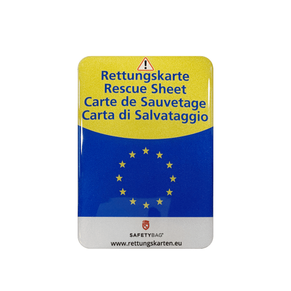 KFZ PKW Auto Car Rettungskarten Rescue Card Rettungsdatenblatt Halterung Tasche Huelle Safetybag S Front Europa