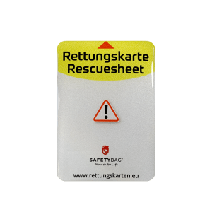 KFZ PKW Auto Car Rettungskarten Rescue Card Rettungsdatenblatt Halterung Tasche Huelle Safetybag S Front Standard Weiß